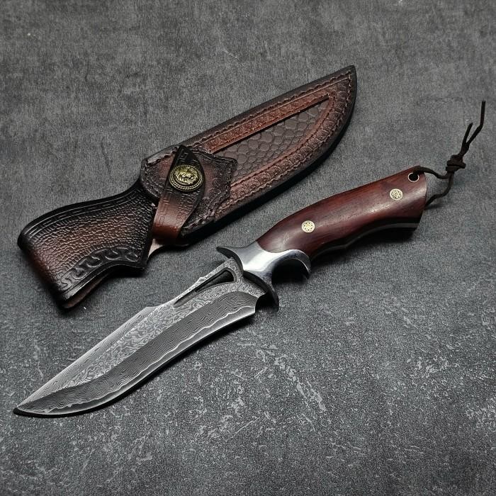 Berkualitas Pisau Outdoor Bushcraft Damascus Camping Knife FBD002
