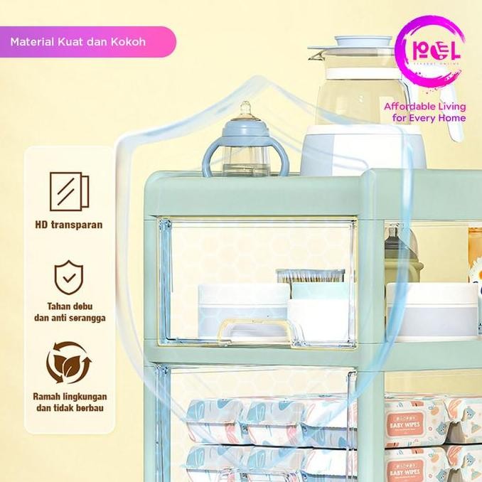 [POL] Rak Troli Dorong Bayi Roda | Rak Penyimpanan Serbaguna | Troli Penyimpanan | Lemari Dorong Bay