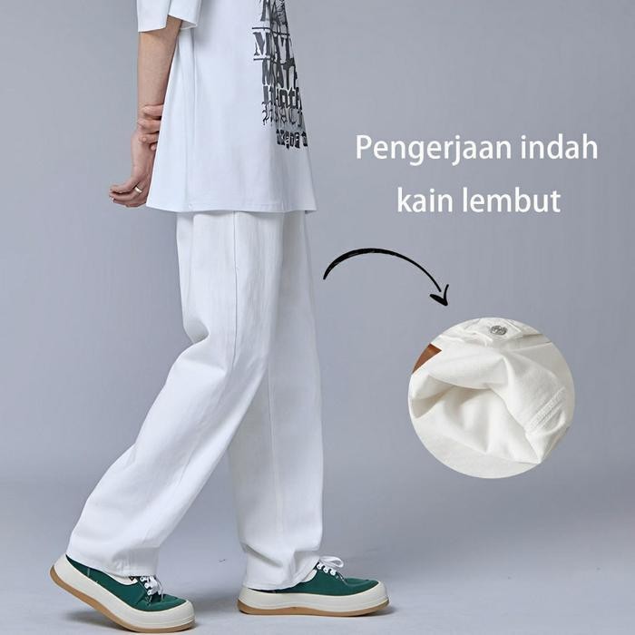 Oks Celana Jeans Pria Celana Baggy Pria Celana Panjang Putih Pria Korean Loose Pants Baggy Pants Boy