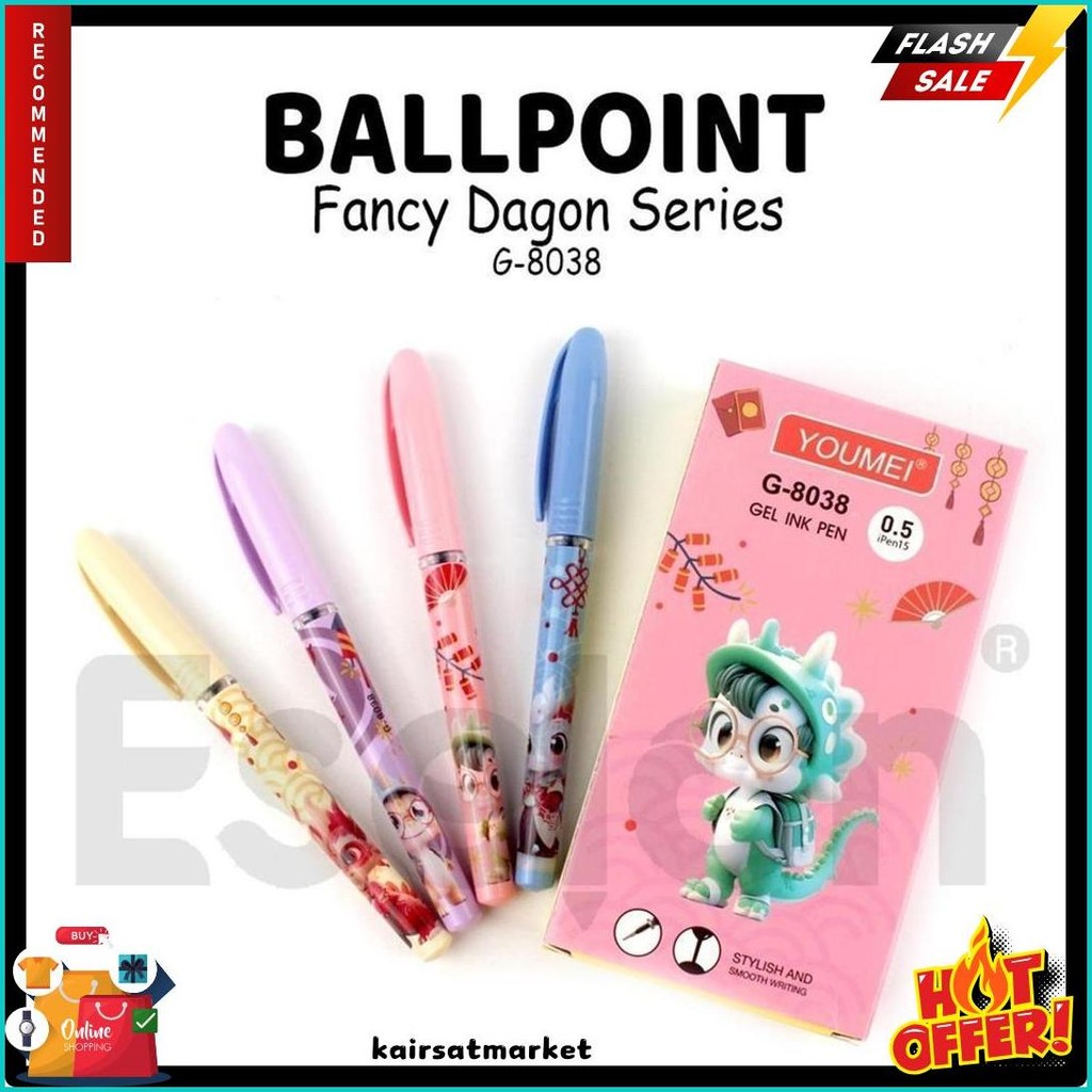 

12Pcs Pulpen Gel Cute Dragon G-8038 / 1Pak Pulpen Gel Youmei Terlengkap Dan Termurah