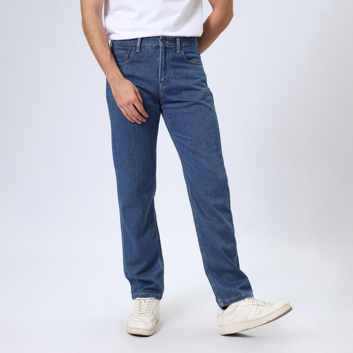 Oms Edwin Jeans - 801 Reguler Straight Fit Soft Jeans Vintage Indigo - Celana Panjang Denim Pria Wai