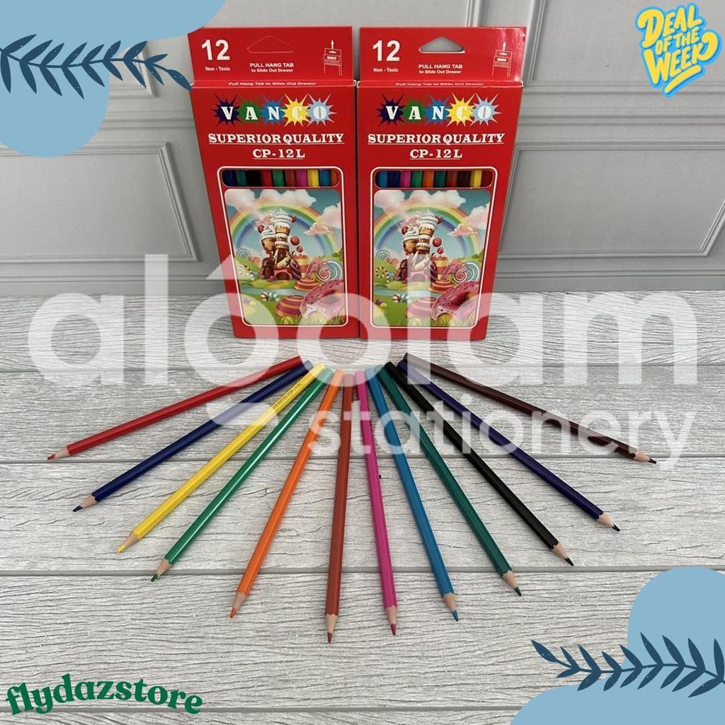 

Satu Set ( 12 Warna ) Colour Pencil Pensil Warna Vanco Cp - 399 12 Warna Panjang Diskon Setengah Harga