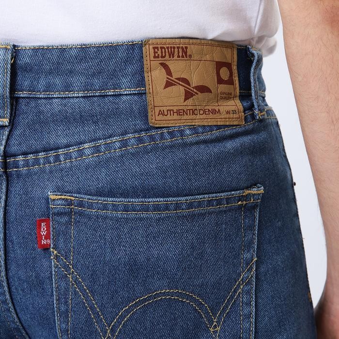 Oks Edwin Jeans - 801 Reguler Straight Fit Soft Jeans Vintage Indigo - Celana Panjang Denim Pria Wai