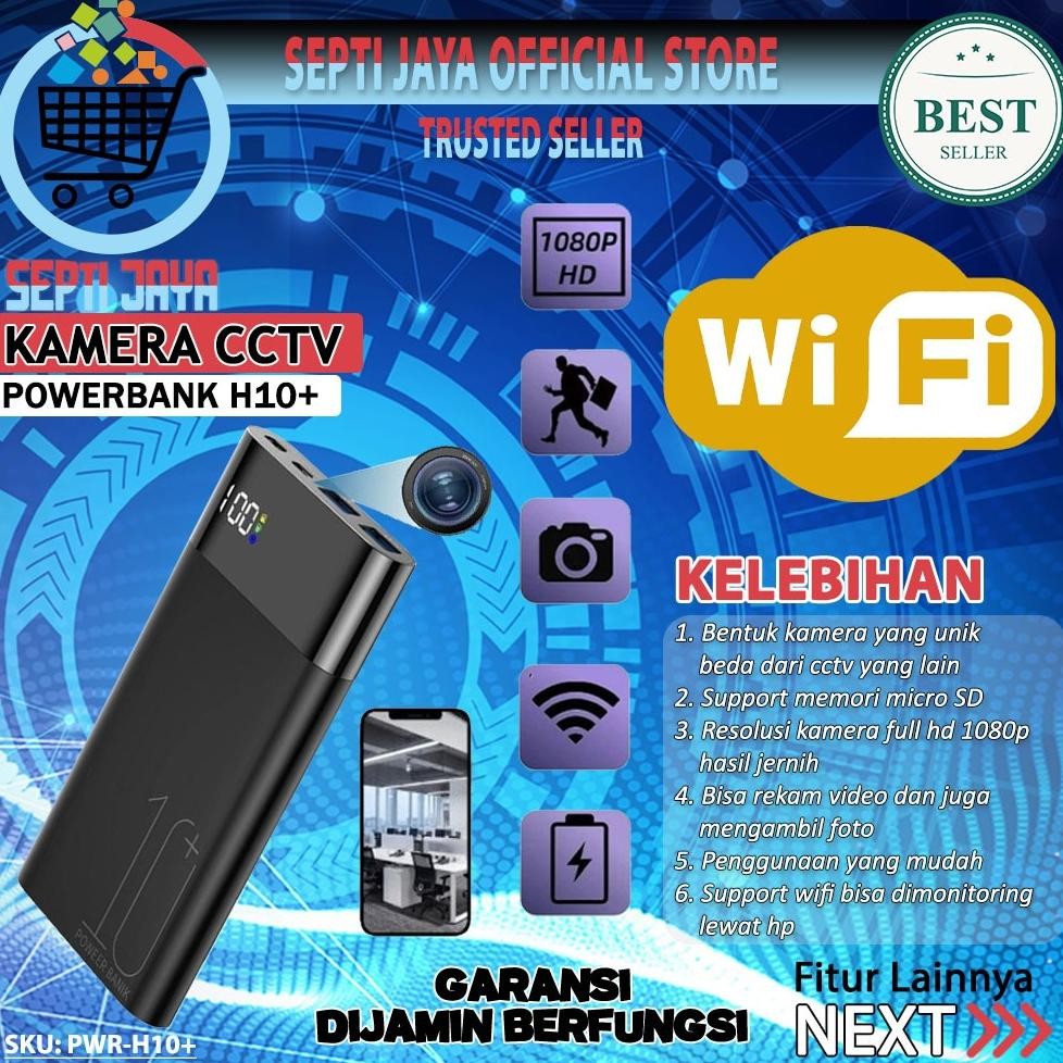 Spy Cam Powerbank H10+ Kamera Wifi Wireless APP Monitoring Full HD 1080P Original 10000MAH IP Hidden