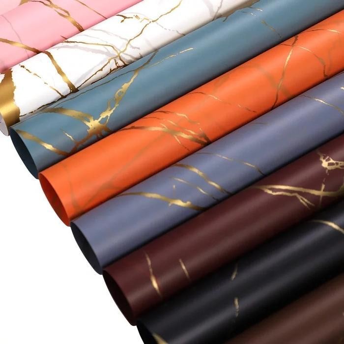 

Bis [5 Lembar] Kertas Cellophane Buket Bunga [Gold Marble] Flower Wrapping Paper Celophane / Chellophane Murah Untuk Snack