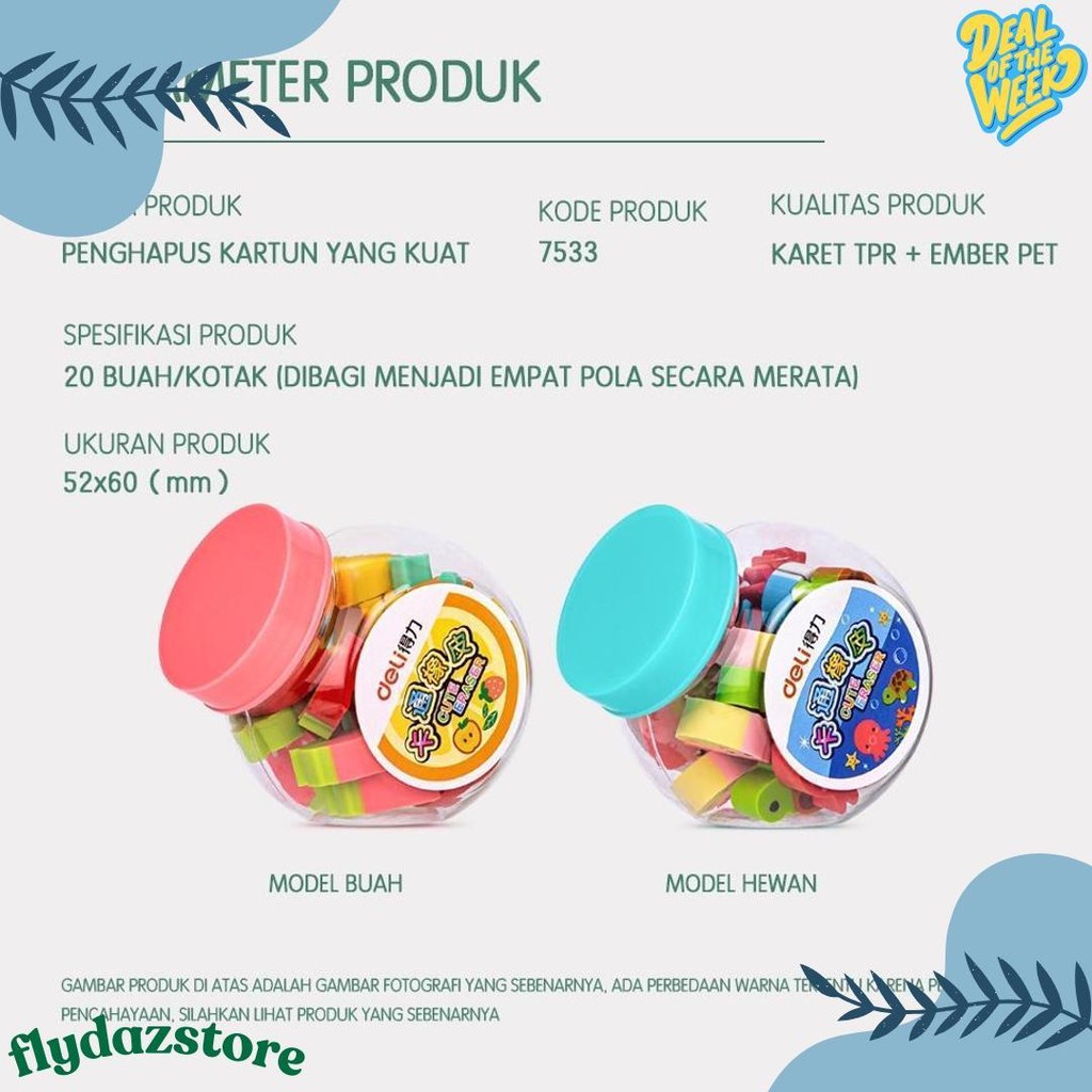 

Deli School Eraser / Penghapus Hapusan Buah Dan Binatang Lucu Isi 20 7533 Diskon
