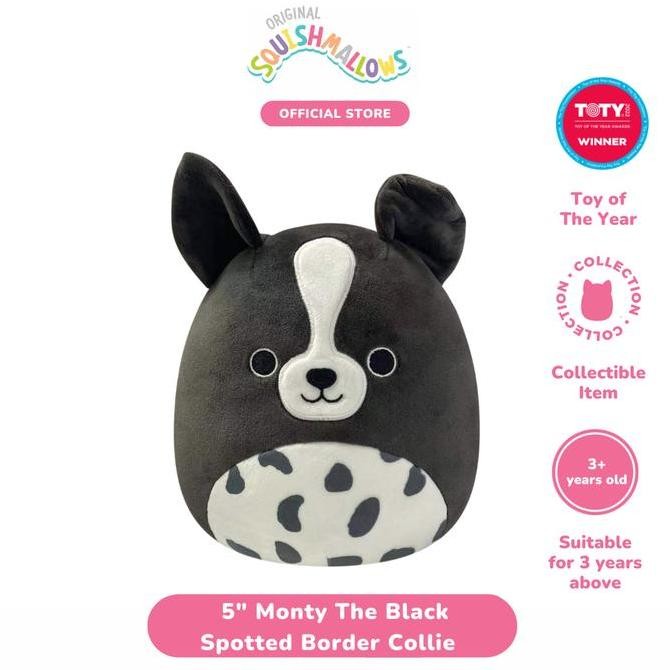 Siap Kirim Boneka Anjing Collie Squishmallows Monty Black Spotted 5 Inch - Plush Toys