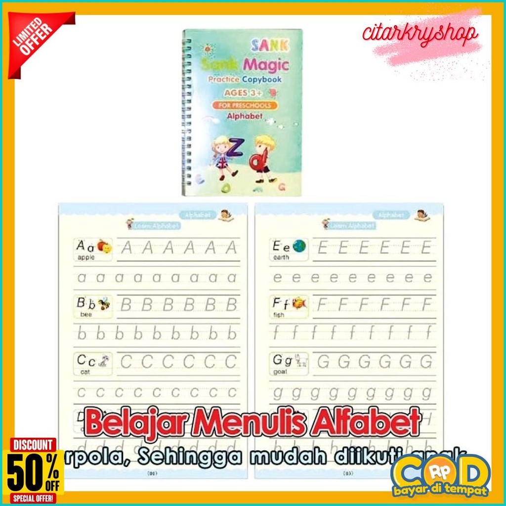 

Buku Ajaib Sank Magic Book | 1 Set Isi 4 Buku + 1 Pulpen + 5 Refill + 1 Holder | Buku Ajaib Belajar Menulis Menggambar Berhitung Diskon Setengah Harga