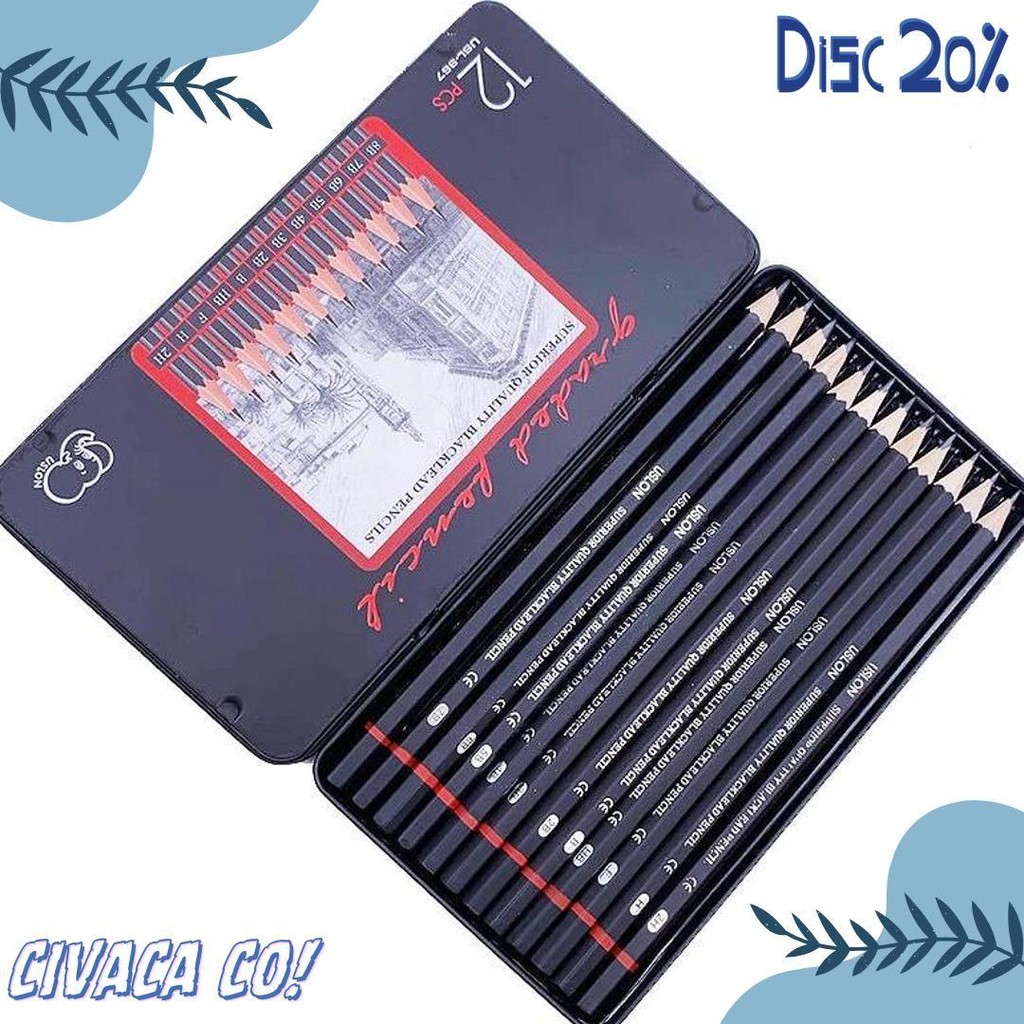 

Slaypershop 12 Psc Set Pensil Sketsa 2H-8B Alat Pensil Lukis Gambar Menggambar Dng Kotak Logam Terlaris! Produk Ini Banyak Dicari