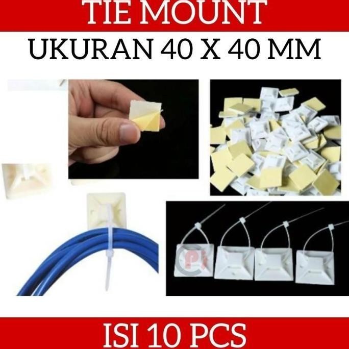 

Isi 10 Pcs Tie Mount Kabel Self Adhesive Ukuran 40 X 40Mm Warna Putih