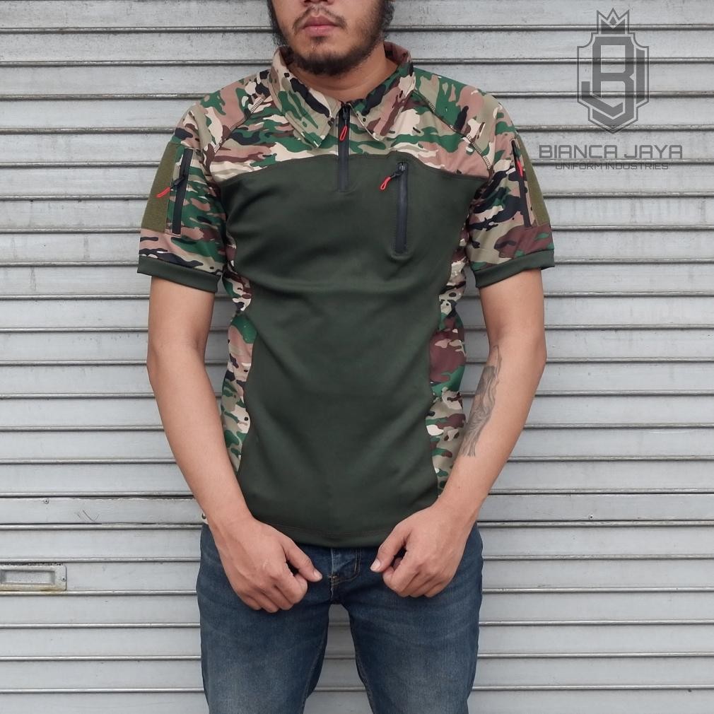 Trendy Biancaonlineshop - Baju Kaos Bdu Tactical Loreng Kasad Multicam  Lengan Pendek Bahan Scuba Te