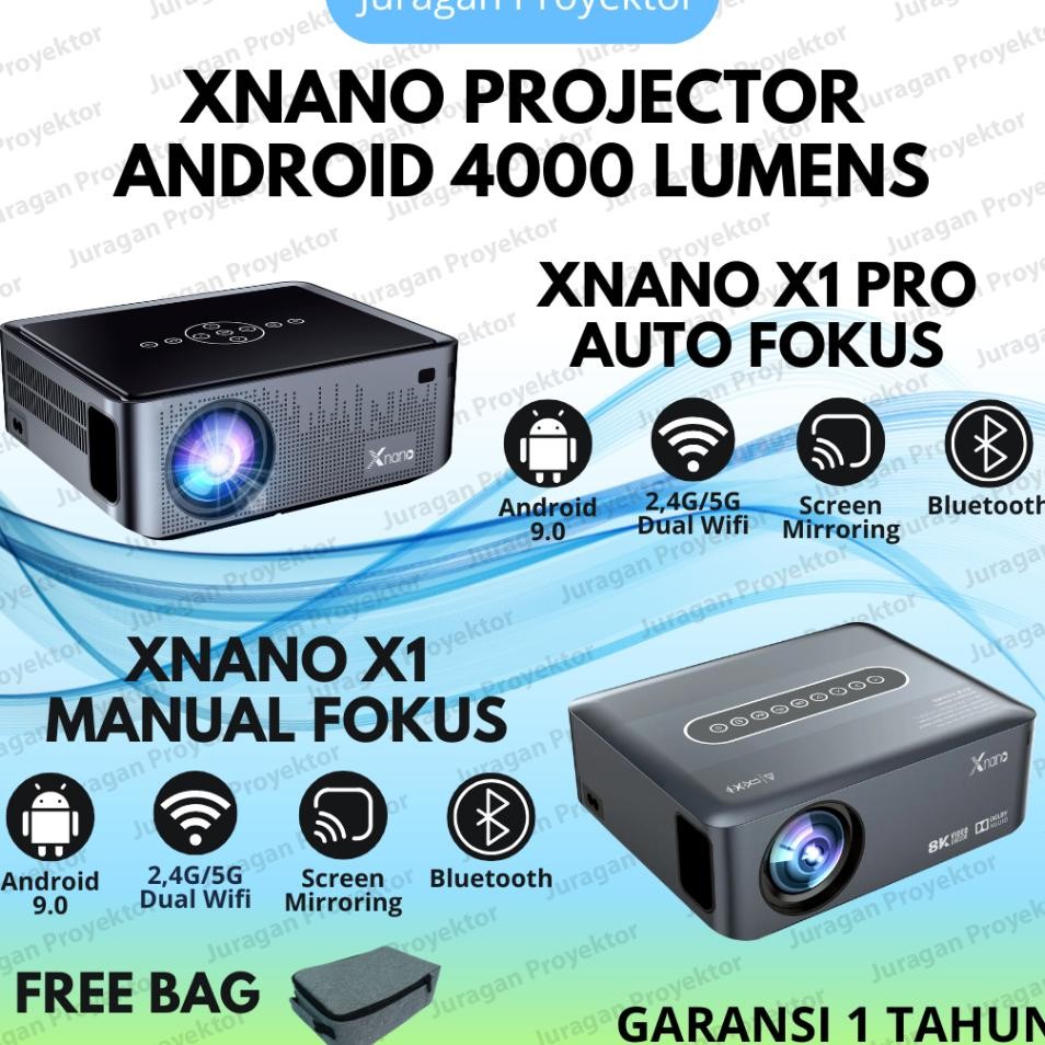 Proyektor Led Xnano X1 Pro Android Wifi 4 Lumens Projector Mini Portable Bluetooth Screen Ing Projec