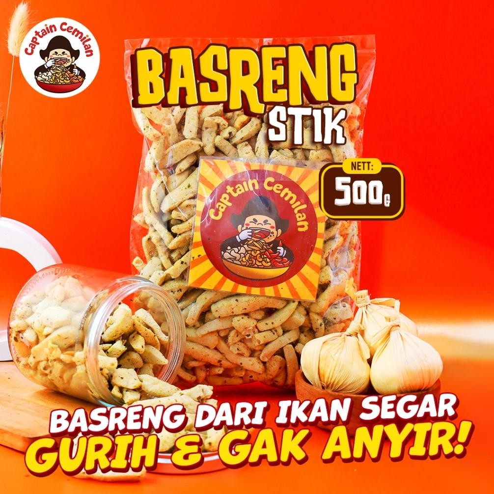 

500gram Basreng Stik Original Asin Gurih Daun Jeruk renyah kriuk baso goreng rempah Captain Cemilan cemilan snack snack kiloan Nugi