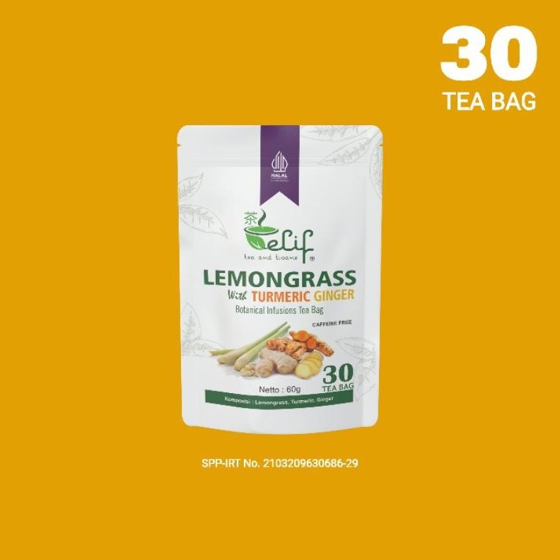 

ELIF TEA AND TISANE Lemongrass Turmeric Ginger Tea | JSR Teh Serai Kunyit Jahe | 30 Tea Bag Nugi