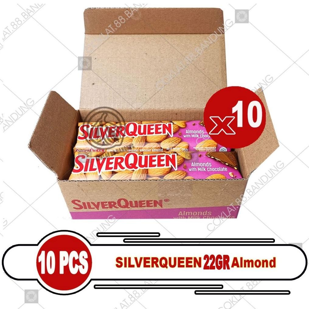 

SILVERQUEEN 1 BOX ALMOND KECIL 22gr X 10 PCS, COKLAT SILVERQUEEN COKELAT 1 BOX ISI 10 CHOCOLATE Nugi