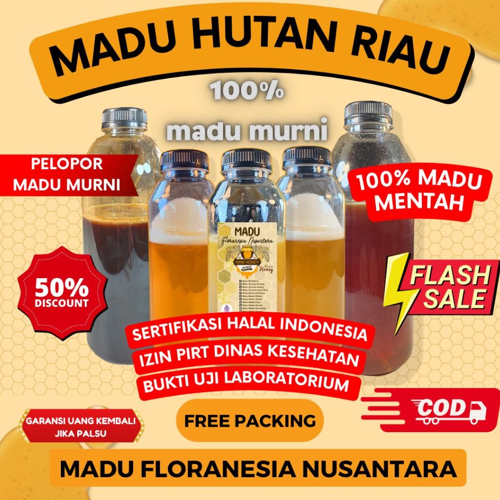 

MADU MURNI MADU ASLI HUTAN RIAU 500 Gram KUALITAS PREMIUM FULL NEKTAR 100% RAW HONEY MADU FLORANESIA NUSANTARA ESOXSE Nugi
