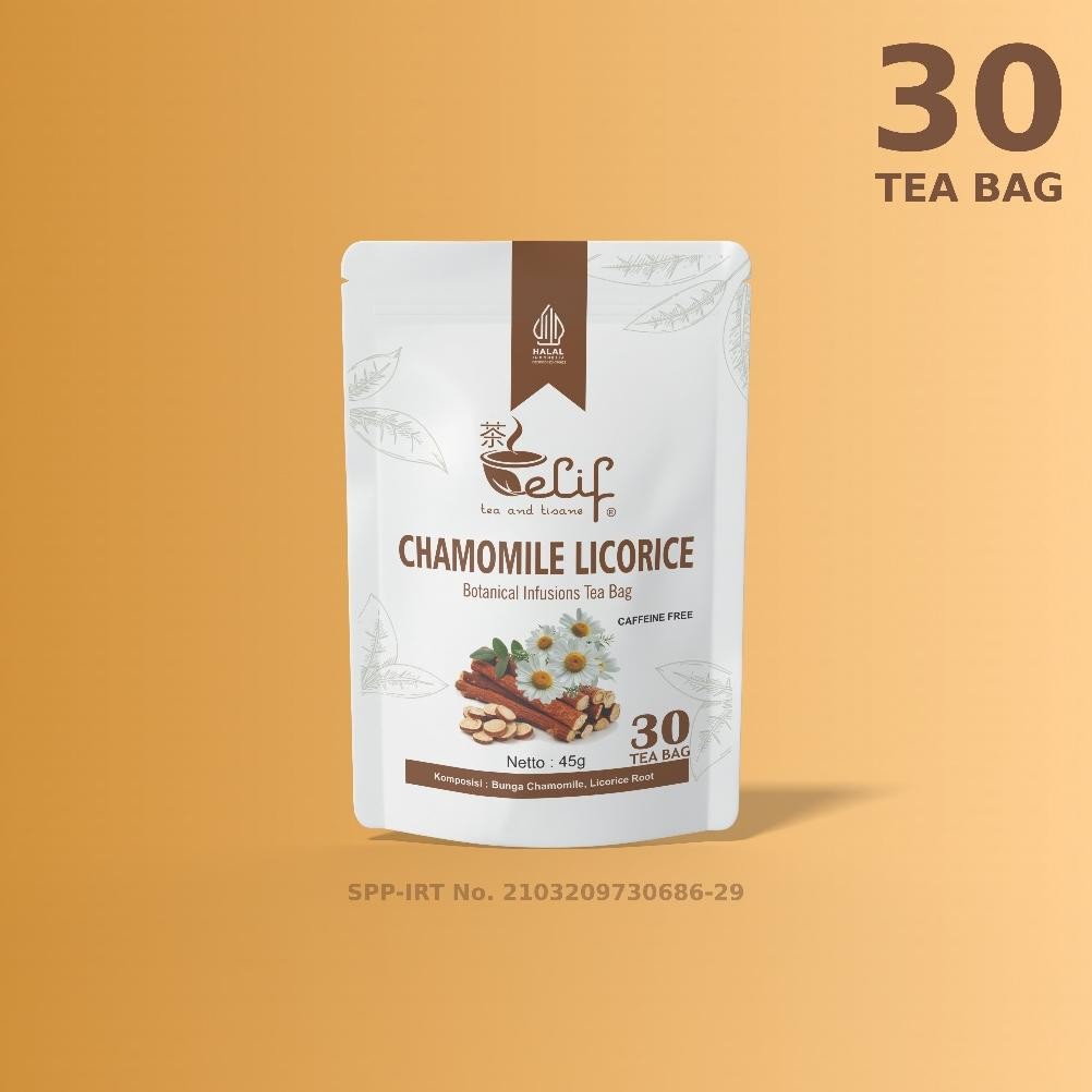 

ELIF TEA AND TISANE Chamomile Licorice Tea | GERD Asam Lambung | 30 Tea Bag Nugi