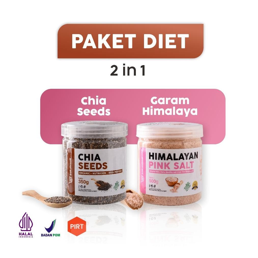 

Paket Diet Detox 2in1 Garam Himalaya Premium & Chia Seeds Organik Organic Himalayan Pink Salt Nugi