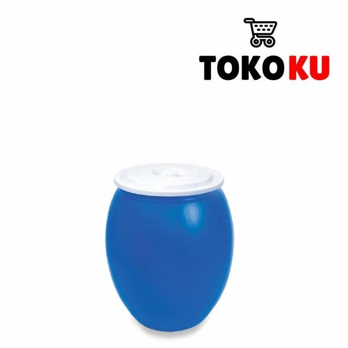 Gentong Air Biru 60 Liter Green Leaf/Tong Air Tutup 60 Liter Gentong