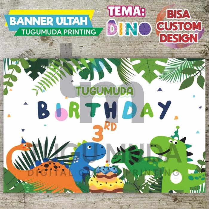 Cetak BannerBackdropSpanduk Ultah/Ulang Tahun Anak - BABY DINOSAURUS