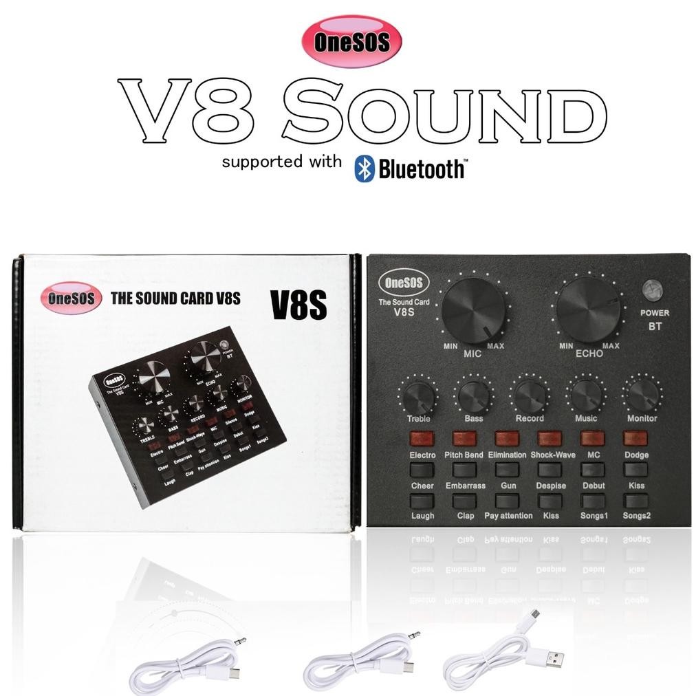 Promo Soundcard Onesos V8 Bluetooth Live Broadcast Mixer Bluetooth Audio Usb External Mixer Audio Bl