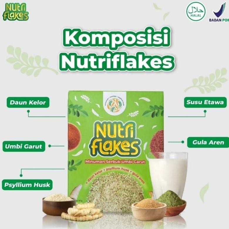 

Cereal Nutriflakes - Original Sereal Umbi Garut Solusi Atasi Asam Lambung Maag Kronis Gerd Suplemen Makanan Diet Isi 280gr Nugi