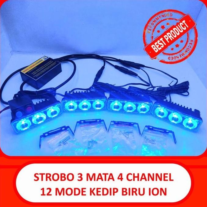 Sale Strobo 3 Mata Biru Ion Model E03 4 Channel Lampu 11 Mode Strobo