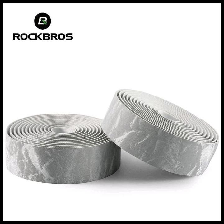BARTAPE STANG SEPEDA ROCKBROS SILVER GRAY HANDLEBAR BAR TAPE ROAD BIKE GRAVEL GEL SILICONE ORIGINAL