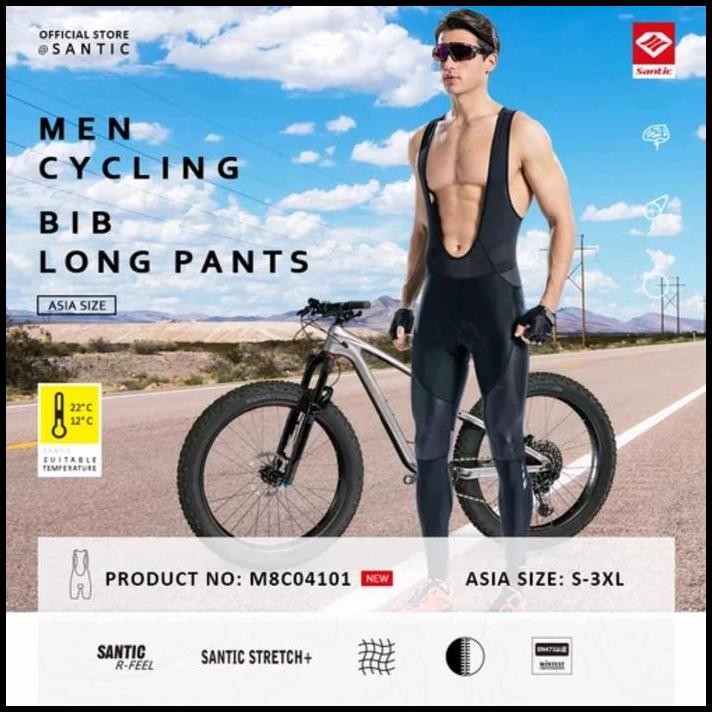 CELANA PANJANG SEPEDA PRIA BIB SANTIC MEN LONG PANTS BLACK HITAM