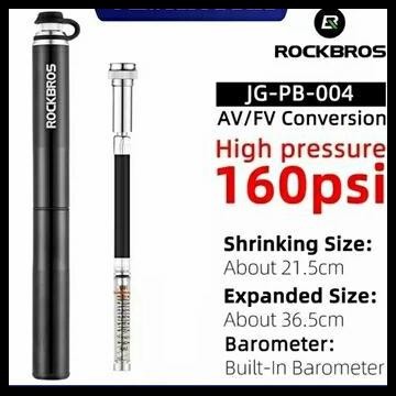 POMPA SEPEDA ROCKBROS MINI PUMP 160PSI BICYCLE METER PORTABLE ORIGINAL