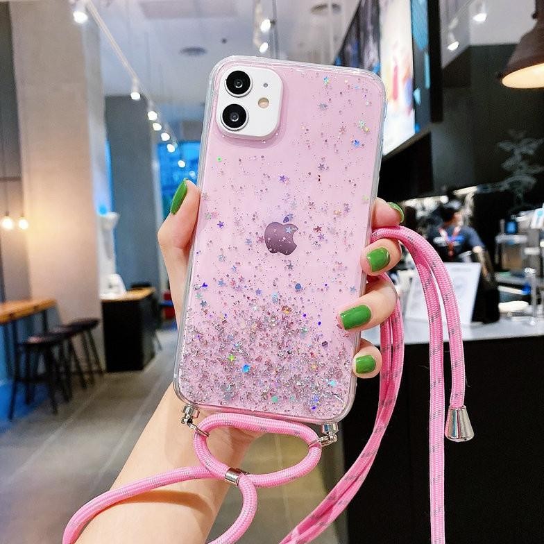 Premium Caseabc - Clear Glitter Case Transparant Dengan Tali Leher Samsung A71 A11 A21S A10S A01 Cor