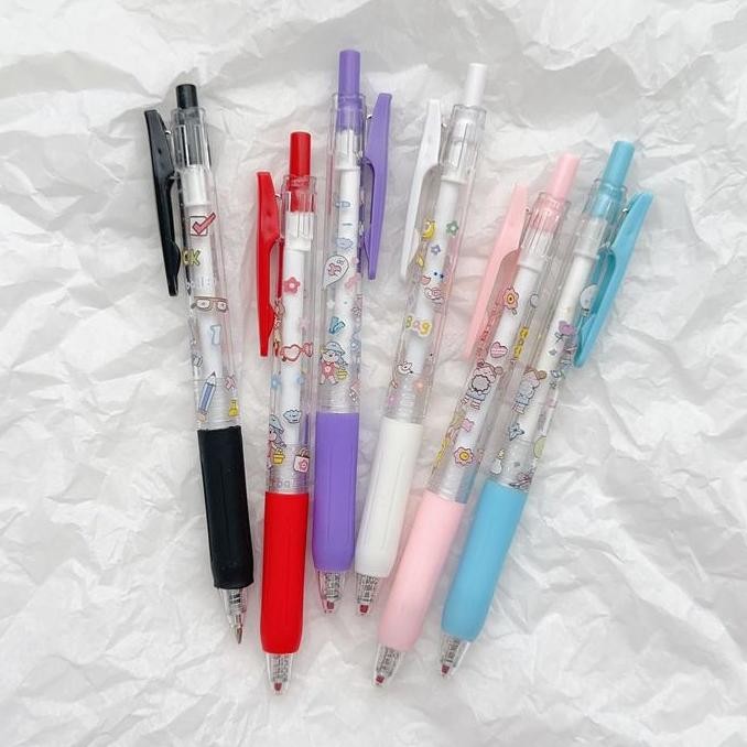 

Winzige Pena Gel 5Pcs Pulpen Gel 1 Pack 0.5Mm Pulpen Aesthetic Retractable Gel Pens Pen Mekanik Tinta Hitam Biru Stationery Plastik Pena Bening