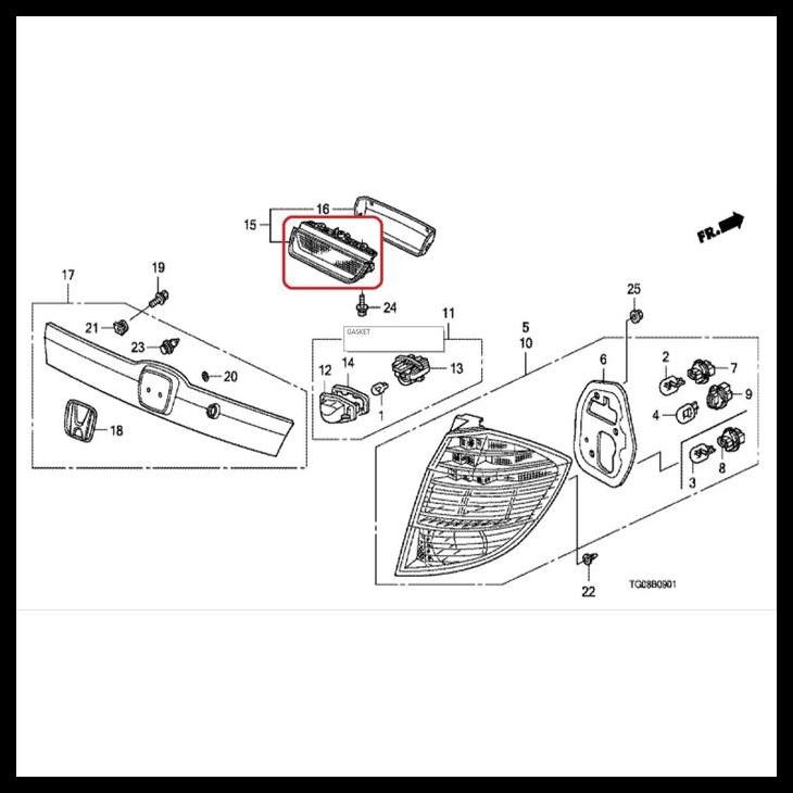 BEST DEAL LAMPU SPOILER BAGASI ATAS JAZZ RS GE8 2012 2013 ORI