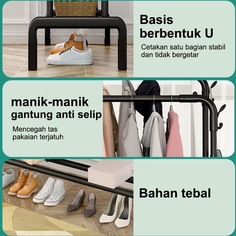 Stand Hanger Baju Besi Gantungan Serbaguna, Rak Gantung Kamar Kokoh