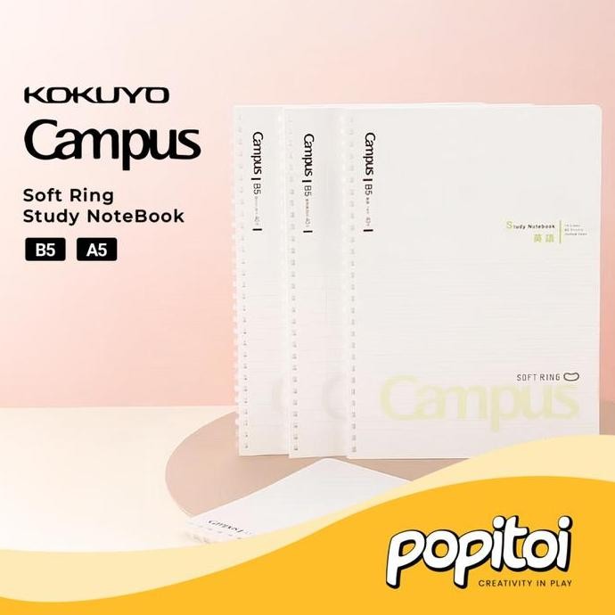 

Kokuyo Campus Soft Ring Study Notebook White Pp Cover B5 Spiral Buku Tulis Catatan