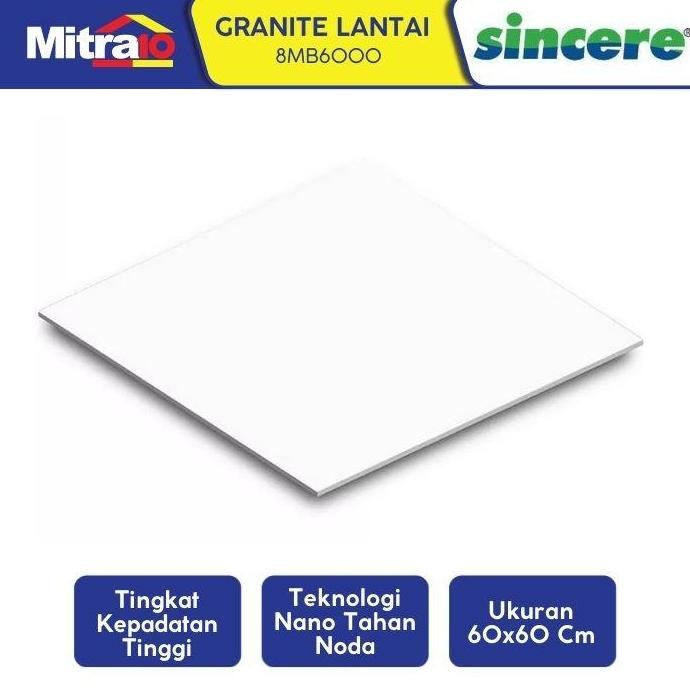 Granit Lantai Putih SINCERE 8MB6000 GLAZED TILE 60X60CM/DUS=1.44M2