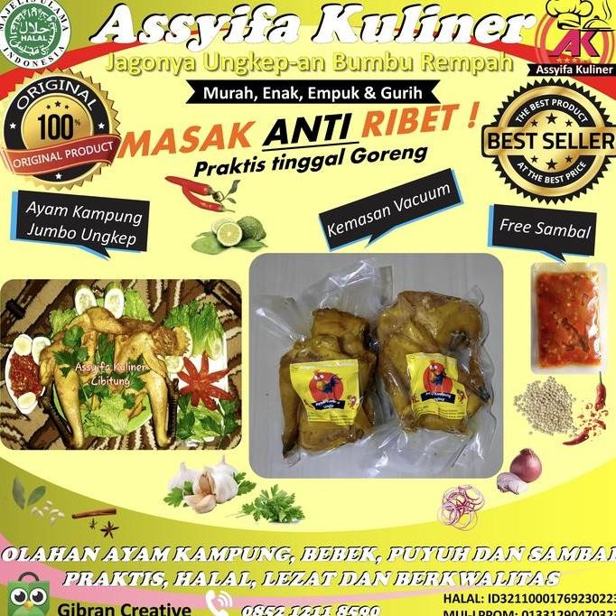 

Ayam Kampung Besar Jumbo premium ungkep bumbu rempah plus sambal korek