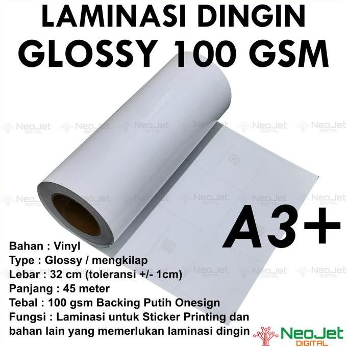 

TERMURAH - Laminasi Dingin Glossy Mengkilap 100 gsm Tipis A3+ Roll 45m 45 meter
