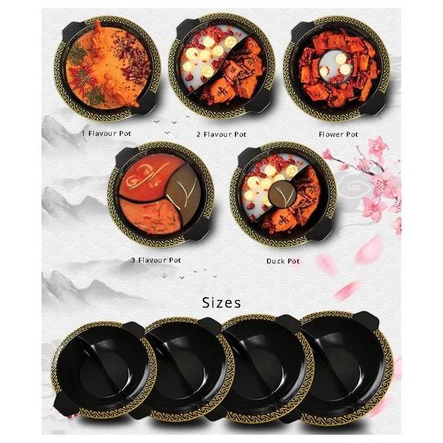 Panci Hotpot 1 Rasa Naga Shabu Shabu Steamboat Hitam Merah Emas Resto