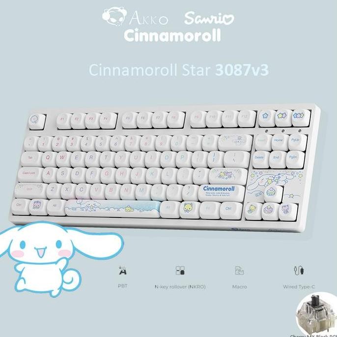 BEBAS ONGKIR - Akko Cinnamoroll Star 3087v3 - Wired Type-C Cinnamoroll Limited Edition Keyboard