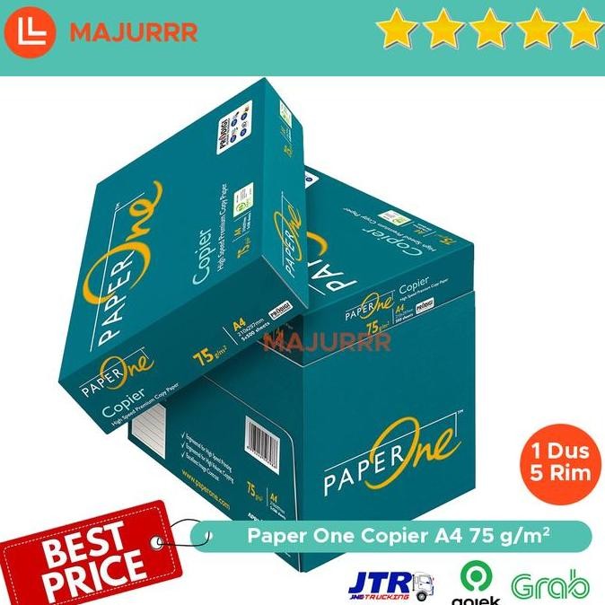 

TERBARU - GROSIR Kertas HVS PAPERONE A4 75 Gram Office Paper Print 1 DUS 5 Rim