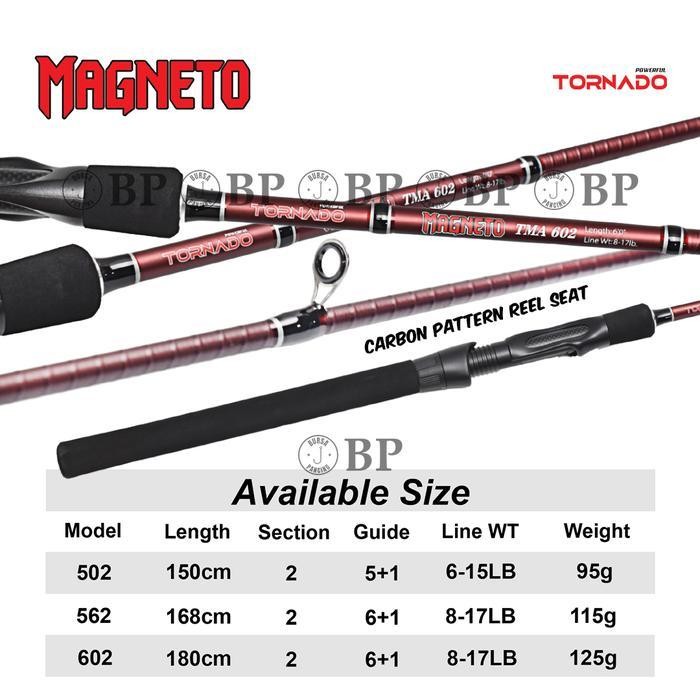 Tornado Joran Pancing Magneto Spinning 150Cm - 180Cm Carbon Hollow Ulir Joran Pancing Kolam Galapung