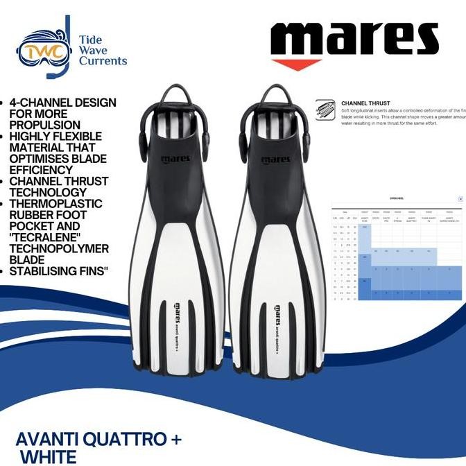 BEBAS ONGKIR - MARES FINS AVANTI QUATRO+ WHITE  /SCUBA DIVING/FINS DIVING