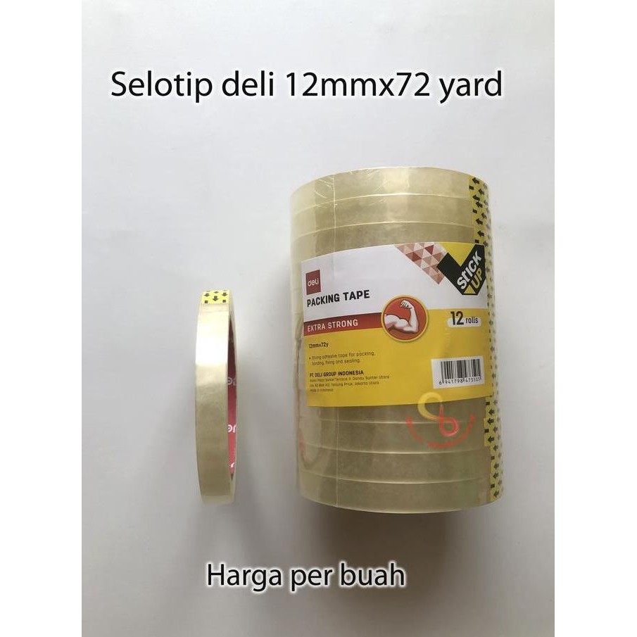 

Selotip 12Mm X 72 Yard Isolasi Solatip 1/2 Inch Perekat Celotape Office Tape Selotip 1/2 Inchi