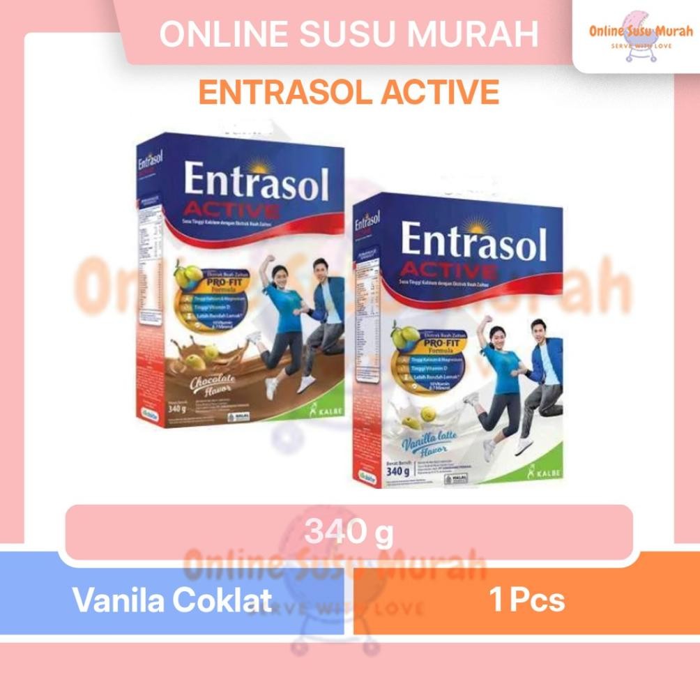 

ENTRASOL ACTIVE PROFIT VANILA COKLAT 340 GR SUSU DEWASA 340GR SSKD Nugi