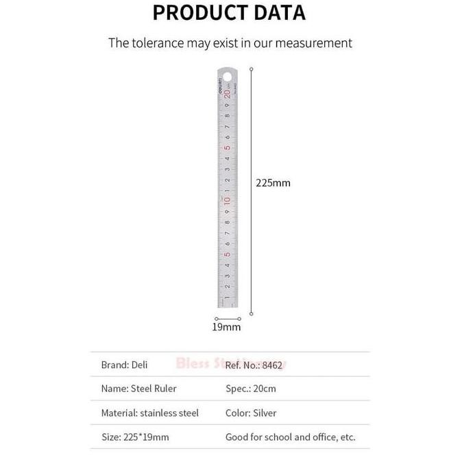 

Deli Penggaris Besi - Mistar - Steel Ruler - Drafting 20Cm (E8462)