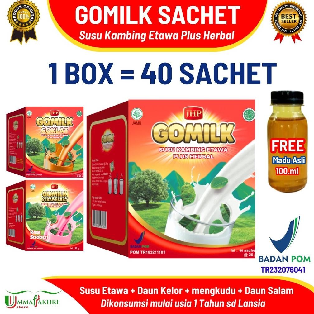 

GOMILK SACHET / 1 BOX netto 1KG isi 40 Sachet / SUSU KAMBING ETAWA PLUS HERBAL Nugi