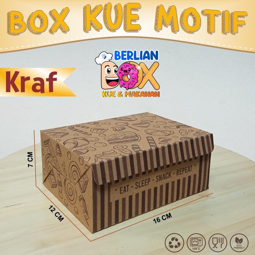 

Dus Kue Bahan Kraft Motif 12x16 cm Dus Snack Craft Tempat Snack Isi 50 Nugi
