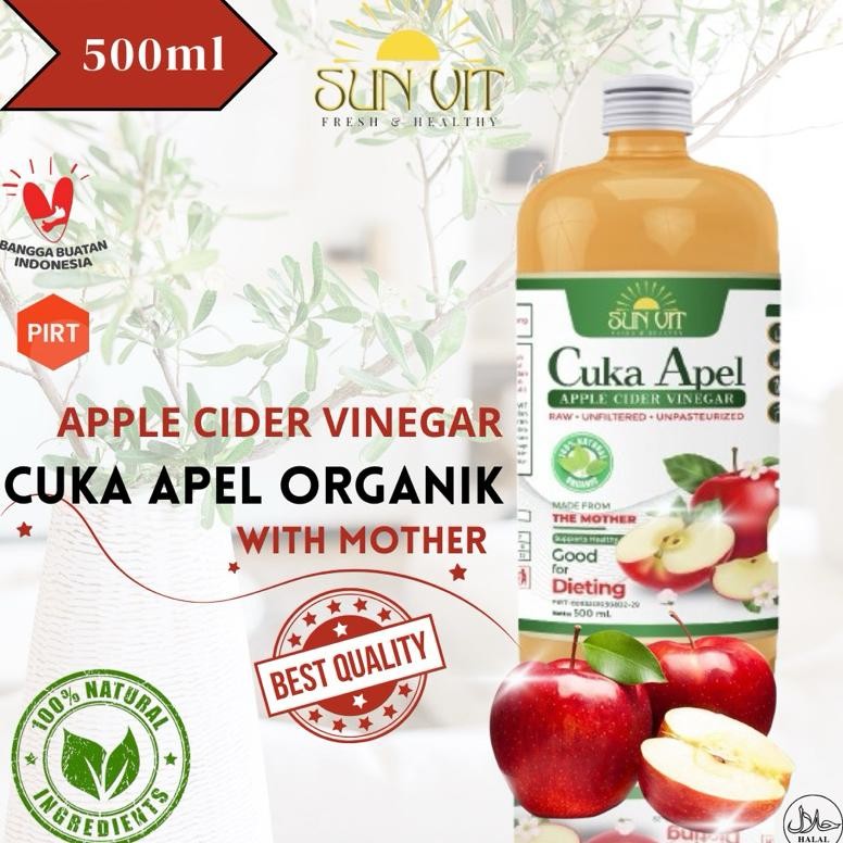 

500ml Cuka Apel With The Mother Pure Apple Cider Vinegar Pelangsing Detox Penurun Berat Badan by SunVit Nugi