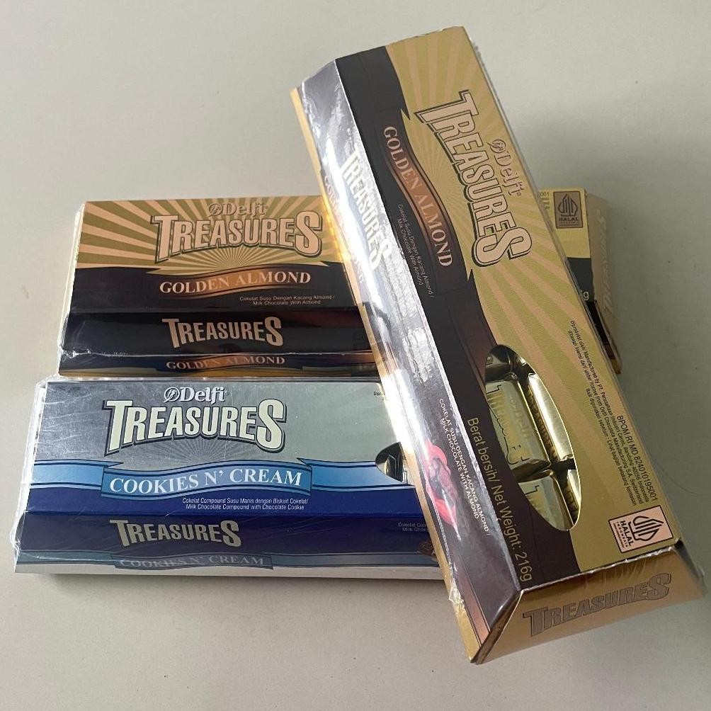 

DELFI TREASURE EXCLUSIVE LIMITED 216gr / kemasan box gift 216 gr / hampers / treasure almond / delfi treasure cookies & cream Nugi